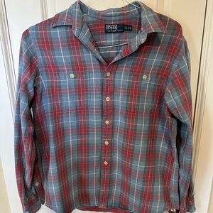 Polo by Ralph Lauren Men's Casual Red and Blue Check Shirt